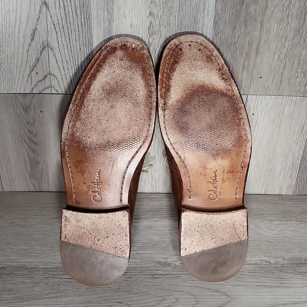 Cole Haan Mens 8 1/2M Oxford Leather Dress Shoes Brown Lace Up CO5324‎